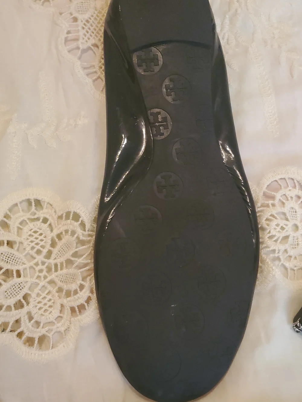 Tory Burch Black Patent Logo Ballet Flats